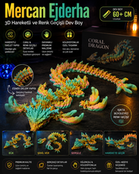 Mercan Ejderha 3D Hareketli ve Renk Geçişli Dev Boy