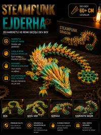 Steampunk Ejderha 3D Hareketli ve Renk Geçişli Dev Boy